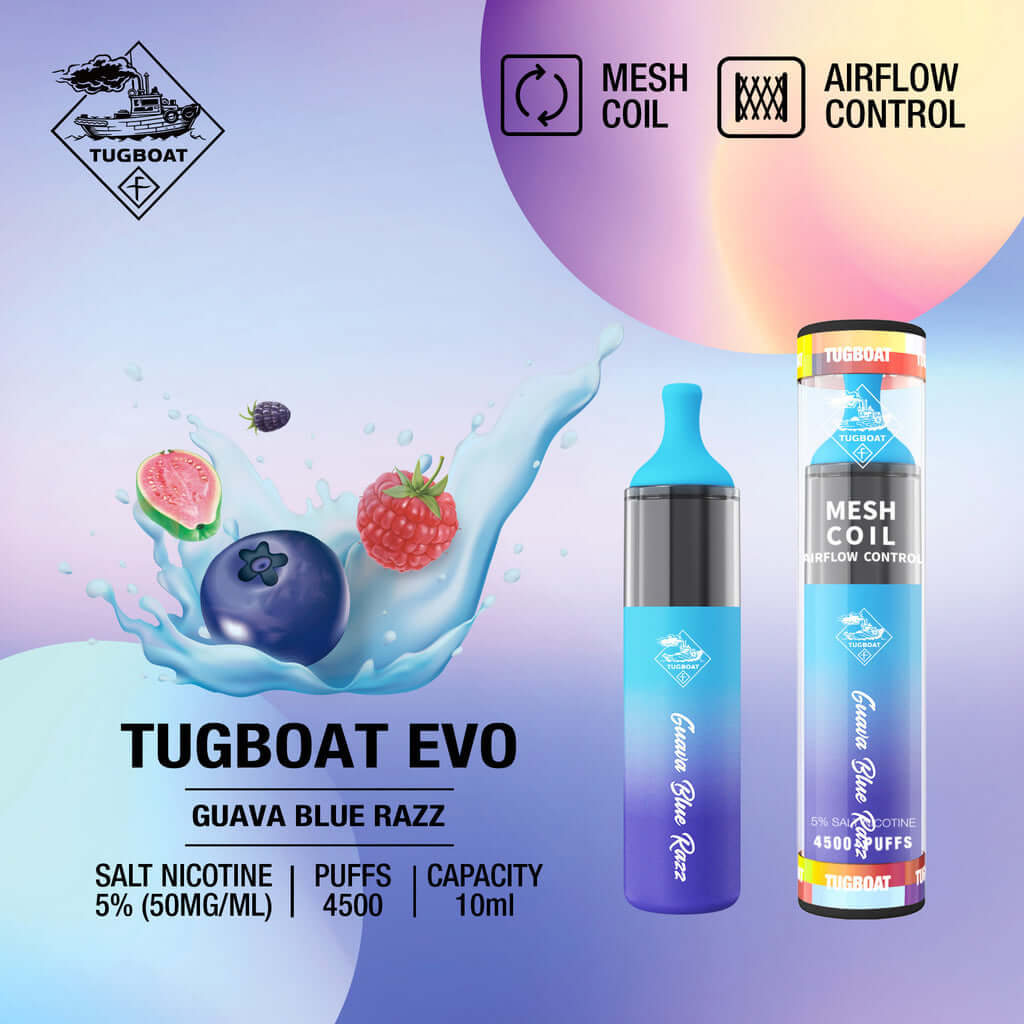 Tugboat EVO - Guava Blue Razz Disposable Vape (4500 Puffs) - Insta Smok